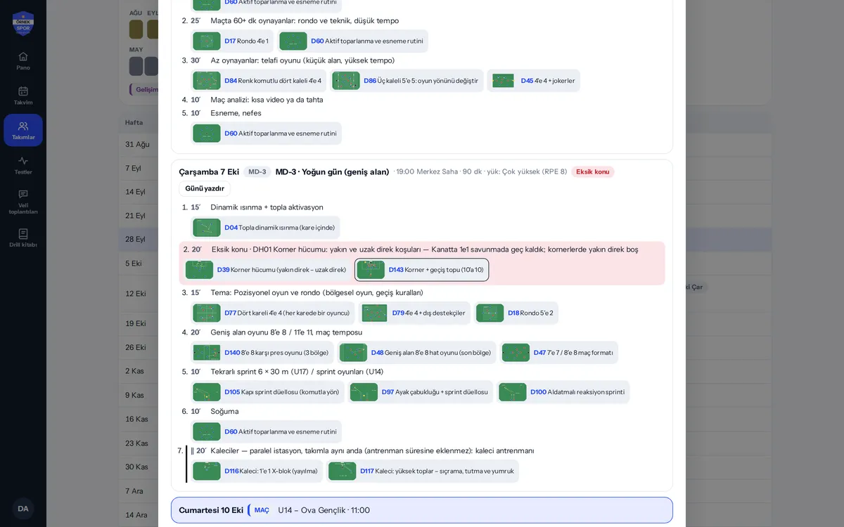 Haftalık plan: eksik konu bloğu ve drill'ler